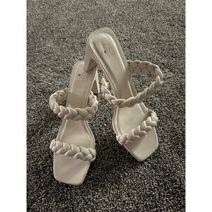 Dolce Vita Sandals Womens Size 10 Ivory Braided Slide Square Toe Block